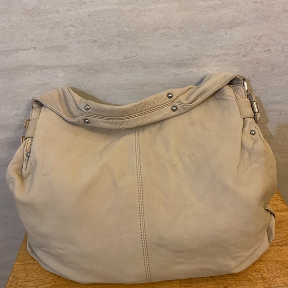 Perlina Handbags - Elegant Vintage Perlina Soft Leather Hobo Cream Women's Bag